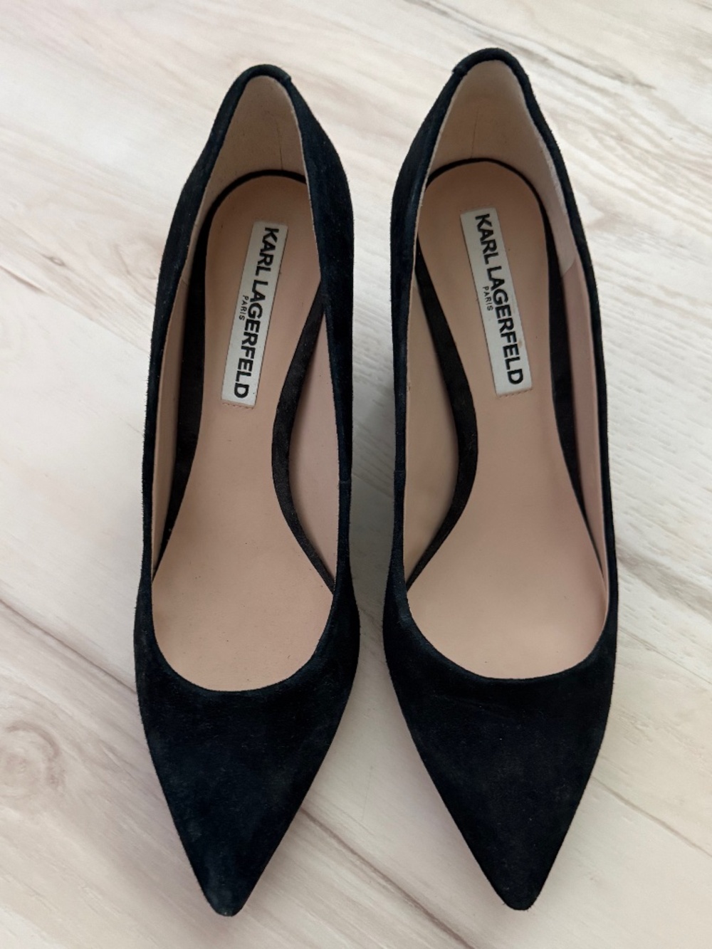 Karl Lagerfeld Navy Suede Block Heels